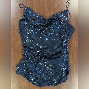 Nicole Miller Collection Black and Blue Sequin Top